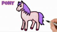 آموزش نقاشی به کودکان : نقاشی اسب کارتونی پونی