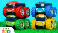 کارتون مسابقه ماشین ها : اتوبوس های کوچولو با چرخ های بزرگ رنگی